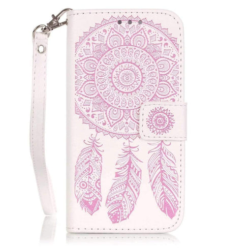 AussieSuperStore Homeware Supplies iPhone 7 Plus Aeolian Bells Pattern Emboss Leather Case with Holder & Card Slots & Wallet (White) iPhone 7 Plus Leather Case with Holder & Card Slots & Wallet (White) CBI7PEMBOSSCASEWHT